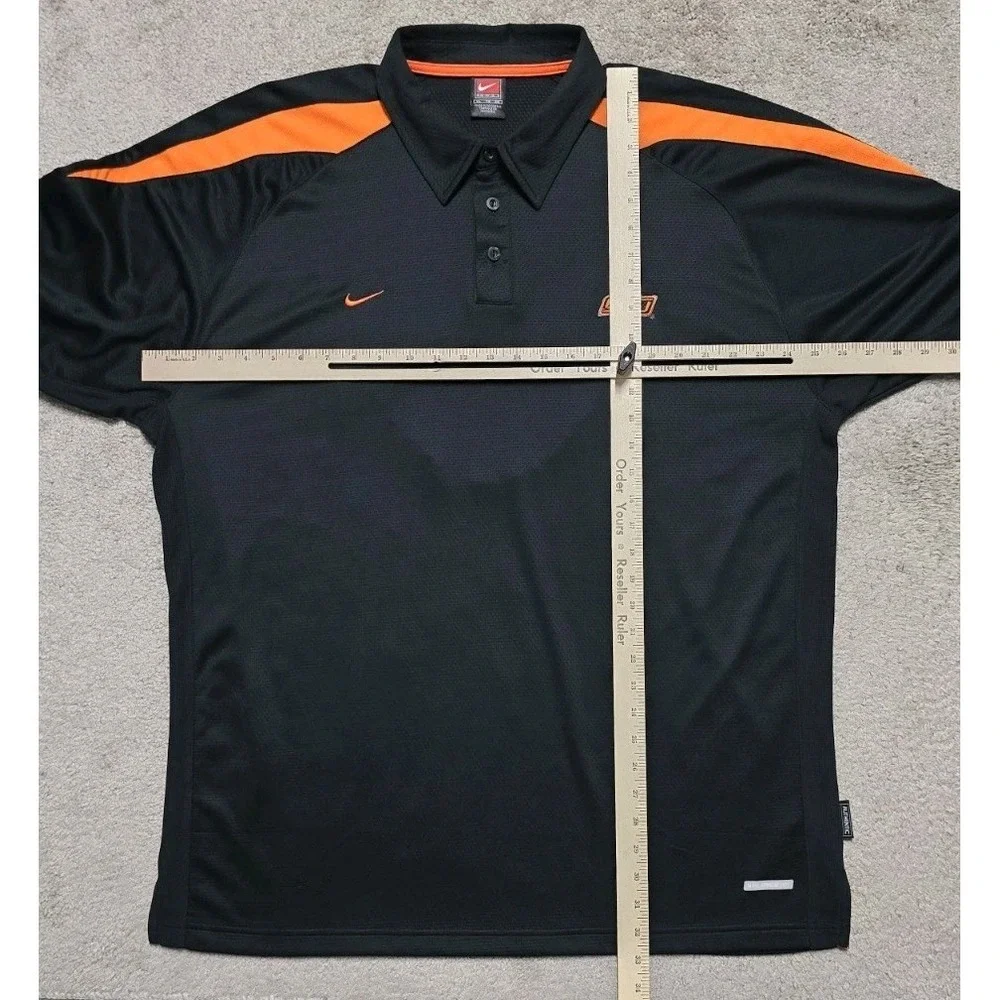 VTG Nike OSU Oklahoma State Cowboys Dri-FIT Polo Shirt‎ Mens XL Black Orange EUC